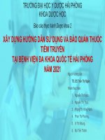 XÂY DỰNG HƯỚNG DẪN SỬ DỤNG VÀ BẢO QUẢN THUỐC TIÊM TRUYỀN TẠI BỆNH VIỆN đa KHOA QUỐC TẾ HẢI PHÒNG NĂM 2021 