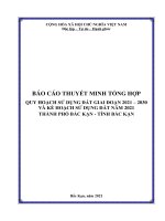 BÁO CÁO THUYẾT MINH TỔNG HỢP QUY HOẠCH SỬ DỤNG ĐẤT GIAI ĐOẠN 2021 – 2030 VÀ KẾ HOẠCH SỬ DỤNG ĐẤT NĂM 2021 THÀNH PHỐ BẮC KẠN - TỈNH BẮC KẠN