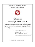 Quan điểm duy vật biện chứng về mối quan hệ giữa vật chất với ý thức và vận dụng vào công cuộc đổi mới ở nước ta hiện nay.