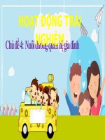 Giáo án PPT Hoạt động trải nghiệm 6 Chủ đề 4   nuôi dưỡng quan hệ gia đình (4 tiết)