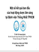 Một số kết quả ban đầu của hoạt động dược lâm sàng tại Bệnh viện Thống Nhất TPHCM
