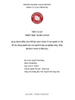 Quan điểm của triết học marx lenin về con người và vấn đề xây dựng nguồn lực con người trong sự nghiệp công , hiện đại hóa ở nước ta hiện nay.