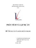 ĐỀ TÀI DỰ án CỬA HÀNG đồ ăn NHANH 