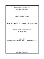 Tóm tắt Luận văn Thạc sĩ Khoa học xã hội và nhân văn: Đặc điểm văn xuôi Nam Cao sau 1945