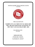 NGHIÊN CỨU CÁC NHÂN TỐ TÁC ĐỘNG ĐẾN VIỆC THU HÚT KHÁCH DU LỊCH QUỐC TẾ ĐẾN VIỆT NAM GIAI ĐOẠN 2000 - 2018