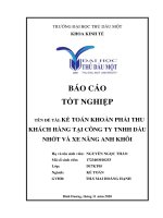Kế toán khoản phải thu khách hàng tại công ty tnhh dầu nhớt và xe nâng anh khôi  