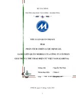 PHÂN TÍCH CHIẾN LƯỢC ĐỊNH GIÁ GAME LIÊN QUÂN MOBILE CỦA CÔNG TY CỔ PHẦN GIẢI TRÍ VÀ THỂ THAO ĐIỆN TỬ VIỆT NAM (GARENA) 