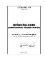 Thực tiễn công tác bảo hộ lao động tại một số doanh nghiệp trên địa bàn tỉnh nghệ an    