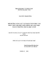 Bồi dưỡng năng lực vận dụng toán học vào thực tiễn cho học sinh trong dạy học toán ở trường trung học cơ sở 