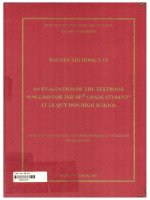 An evaluation of the textbook  english for the 10th grade student   at le quy don high school 