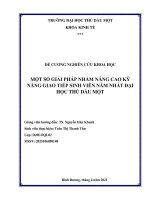 MỘT SỐ GIẢI PHÁP NHẰM NÂNG CAO KỸ NĂNG GIAO TIẾP SINH VIÊN NĂM NHẤT đại HỌC THỦ DẦU MỘT 