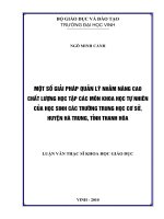 Một số giải pháp quản lý nhằm nâng cao chất lượng học tập các môn khoa học tự nhiên của học sinh các trường trung học cơ sở, huyện hà trung, tỉnh thanh hoá  