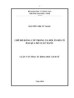 Chế độ đẳng cấp trong xã hội ấn độ cổ đại qua bộ luật manu  