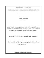 Phát triển năng lực giao tiếp toán học của học sinh bằng hình thức tranh luận khoa học trong dạy học giải tích ở trung học phổ thông TT 