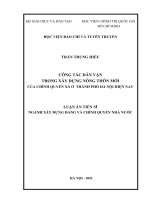 Công tác dân vận trong xây dựng nông thôn mới của chính quyền xã ở thành phố hà nội hiện nay 