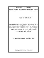 Phát triển năng lực giao tiếp toán học của học sinh bằng hình thức tranh luận khoa học trong dạy học giải tích ở trung học phổ thông 