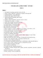 VOCABULARY  STRUCTURES – ETS 2020