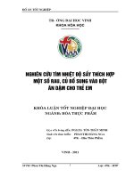 Nghiên cứu tìm nhiệt độ sấy thích hợp một số rau, củ bổ sung vào bột ăn dặm cho trẻ em    