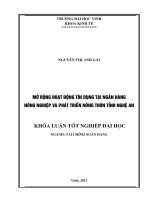 Mở rộng hoạt động tín dụng tại ngân hàng nông nghiệp và phát triển nông thôn tỉnh nghệ an    