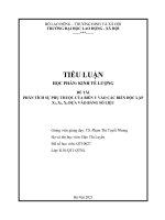 TIỂU LUẬN HỌC PHẦN: KINH TẾ LƯỢNG, ĐỀ TÀI PHÂN TÍCH SỰ PHỤ THUỘC CỦA BIẾN Y VÀO CÁC BIẾN ĐỘC LẬP X2, X3, X4 DỰA VÀO BẢNG SỐ LIỆU