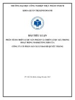 Phân tích chiến lược sản phẩm và chiến lược giá trong kế hoạch marketing b2b của công ty cổ phần sản xuất bao bì quyết thắng