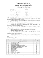 Giáo trình Dược học cổ truyền - Trường Cao đẳng Y tế Ninh Bình