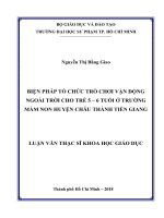 Luận văn Thạc sĩ Biện pháp tổ chức trò chơi vận động ngoài trời cho trẻ 56 tuổi ở trường mầm non huyện Châu Thành, Tiền Giang