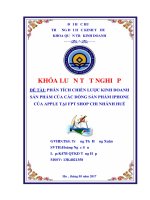 Phân tích chiến lược kinh doanh sản phẩm của các dòng sản phẩm iphone của apple tại fpt shop chi nhánh huế 