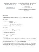 Đề chọn học sinh giỏi Toán 12 năm 2020 – 2021 trường THPT Chu Văn An – Hà Nội