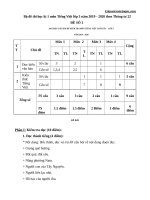 Bộ đề thi học kì 1 môn Tiếng Việt lớp 3 năm 2019  2020