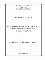 Quản lý chi ngân sách nhà nước cấp huyện trên địa bàn huyện phong điền, tỉnh thừa thiên huế 