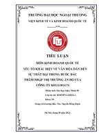 YẾU TỐ KHÁC BIỆT VỀ VĂN HÓA DẪN đến SỰ THẤT BẠI TRONG BƯỚC đầu THÂM NHẬP THỊ TRƯỜNG ấn độ CỦA CÔNG TY KELLOGG’S 