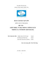 ĐỀ TÀI GIỚI THIỆU VỀ HỆ THỐNG CHÍNH SÁCH NHÓM CỦA WINDOW SERVER 2012 