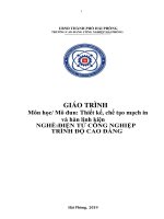 Giáo trình Thiết kế, chế tạo mạch in và hàn linh kiện (Ngành Điện tử công nghiệp)
