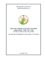 TRƯỜNG ĐẠI HỌC ĐÀ LẠT CHƯƠNG TRÌNH GIÁO DỤC ĐẠI HỌC THEO HỌC CHẾ TÍN CHỈ. NGÀNH: QUẢN TRỊ DỊCH VỤ DU LỊCH VÀ LỮ HÀNH