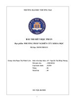 BÀI THI HẾT HỌC PHẦN học phần PHƯƠNG PHÁP NGHIÊN CỨU KHOA HỌC