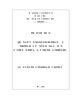Quản lý vốn ngân sách nhà nước  trong đầu tư xây dựng cơ bản tại huyện phú lộc, tỉnh thừa thiên huế 