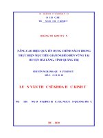 Nâng cao hiệu quả tín dụng chính sách trong thực hiện mục tiêu giảm nghèo bền vững tại huyện hải lăng, tỉnh quảng trị 