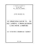 Giải pháp nâng cao chất lượng nguồn nhân lực trong ngành du lịch tỉnh thừa thiên huế 