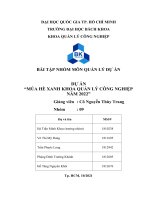 BÀI TẬP NHÓM MÔN QUẢN LÝ DỰ án DỰ án MÙA HÈ XANH KHOA QUẢN LÝ CÔNG NGHIỆP NĂM 2022 