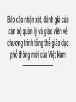 Báo cáo nhận xét, đánh giá của cán bộ quản lý và giáo viên về chương trình tổng thể giáo dục phổ thông mới của việt nam 