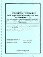 BẢN THÔNG TIN TÓM TẲT CÔNG TY CỔ PHẦN MÔI TRƯỜNG VÀ DỊCH VỤ ĐÔ THỊ VĨNH YÊN