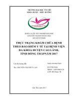 KHÓA LUẬN TỐT NGHIỆP ĐẠI HỌC: THỰC TRẠNG KHÁM CHỮA BỆNH THEO BẢO HIỂM Y TẾ TẠI BỆNH VIỆN ĐA KHOA HUYỆN CAO LÃNH, TỈNH ĐỒNG THÁP