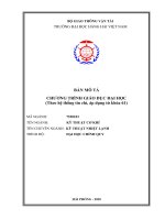 TRƯỜNG ĐẠI HỌC HÀNG HẢI VIỆT NAM BẢN MƠ TẢ CHƯƠNG TRÌNH GIÁO DỤC ĐẠI HỌC TÊN NGÀNH: KỸ THUẬT CƠ KHÍ TÊN CHUYÊN NGÀNH: KỸ THUẬT NHIỆT LẠNH