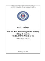 Giáo trình Bảo dưỡng và sửa chữa hệ thống di chuyển (NgànhCông nghệ ô tô)