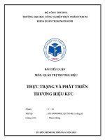 THỰC TRẠNG và PHÁT TRIỂN THƯƠNG HIỆU KFC  QTTH báo cáo thi cuối kì