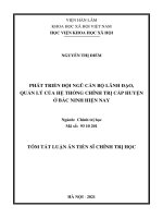 Phát triển đội ngũ cán bộ lãnh đạo, quản lý của hệ thống chính trị cấp huyện ở bắc ninh hiện nay TT 