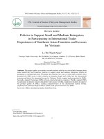 Chính sách hỗ trợ doanh nghiệp nhỏ và vừa tham gia thương mại quốc tế: Kinh nghiệm của một số quốc gia khu vực Đông Nam Á và bài học cho Việt Nam