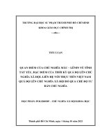 QUAN ĐIỂM CỦA CHỦ NGHĨA MÁC – LÊNIN VỀ TÍNH TẤT YẾU, đặc ĐIỂM CỦA THỜI KỲ QUÁ độ LÊN CHỦ NGHĨA XÃ HỘI 