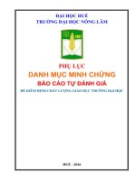 ĐẠI HỌC HUẾ TRƯỜNG ĐẠI HỌC NÔNG LÂM PHỤ LỤC DANH MỤC MINH CHỨNG BÁO CÁO TỰ ĐÁNH GIÁ ĐỂ KIỂM ĐỊNH CHẤT LƯỢNG GIÁO DỤC TRƯỜNG ĐẠI HỌC HUẾ - 2016